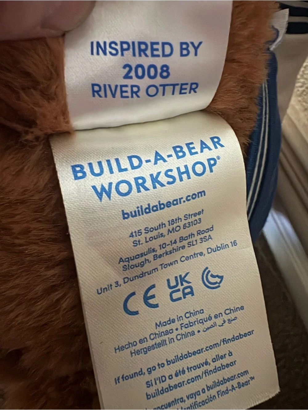 Build-A-Bear Brown Otter in Navy and White Varsity Jacket